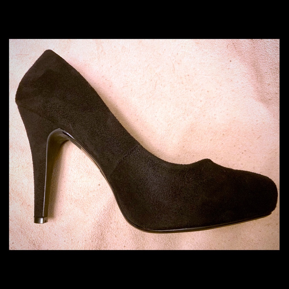 Black Faux Suede Pumps-Never Worn